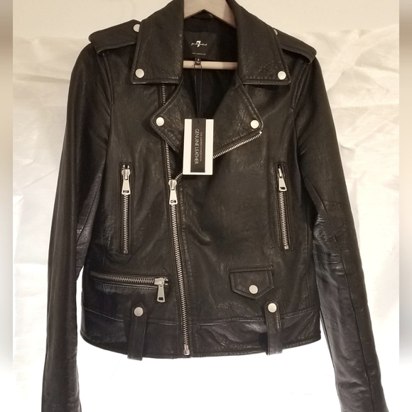 7 For All Mankind Leather Motorcycle Jacket - Picture 4 of 14
